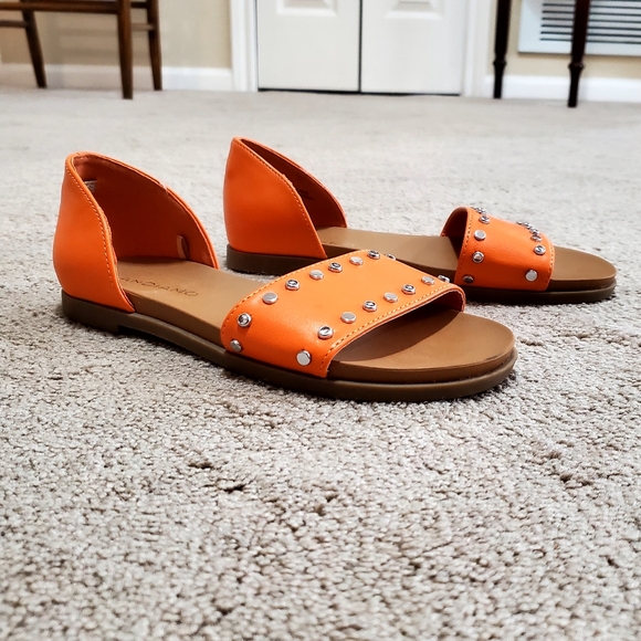 Andiamo Aholbrook Women's Orange Brown Peep Toe Slip-On Flat Sandals Shoes 5.5 - Picture 4 of 7